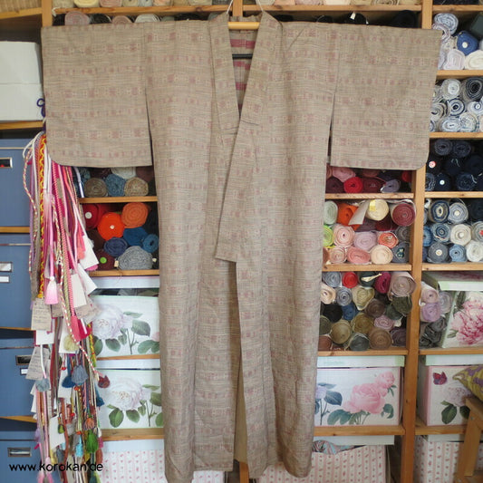 Hitoe Jacquard Wolle Seide Kimono, wechselhaft kariert