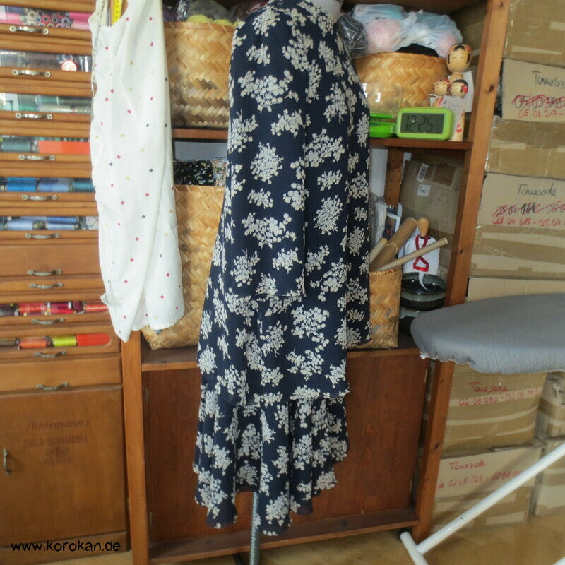 jun ashida japanisches Seiden Crepe Chiffon zweiteiliges Kleid, Gr. 32 / XS