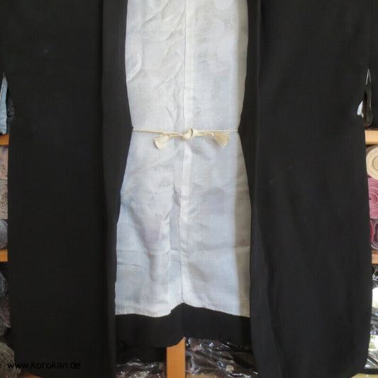 Seidencrepe schwarze Haori Kimono Jacke mit Himo