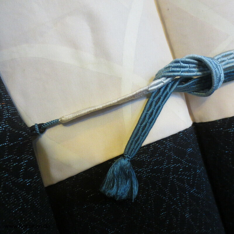 blaues Urushi Gräser Haori Kimono Jacke, mit Himo