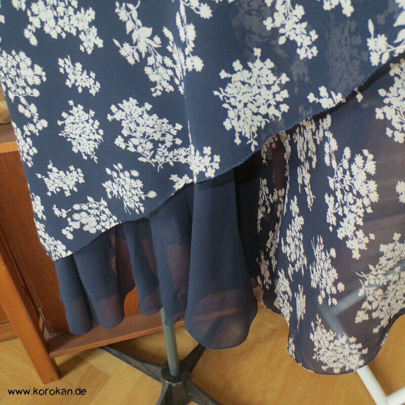 jun ashida japanisches Seiden Crepe Chiffon zweiteiliges Kleid, Gr. 32 / XS