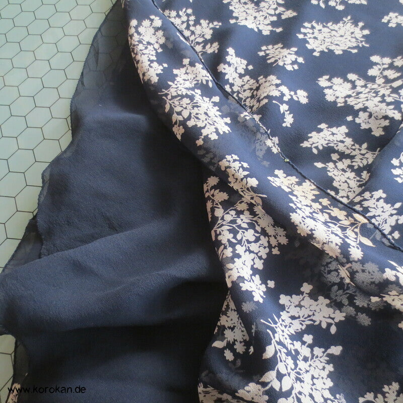 jun ashida japanisches Seiden Crepe Chiffon zweiteiliges Kleid, Gr. 32 / XS