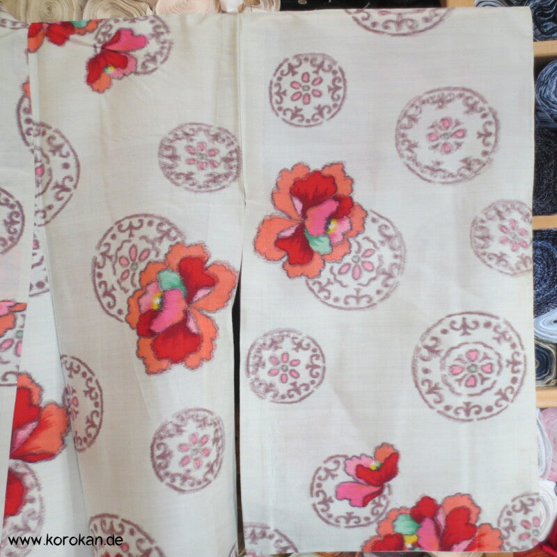 Kreise und Päonien Hitoe Meisen Seiden Komon Kimono