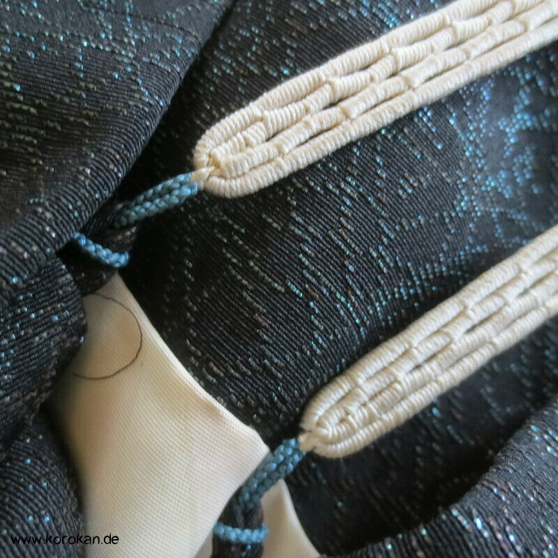blaues Urushi Gräser Haori Kimono Jacke, mit Himo