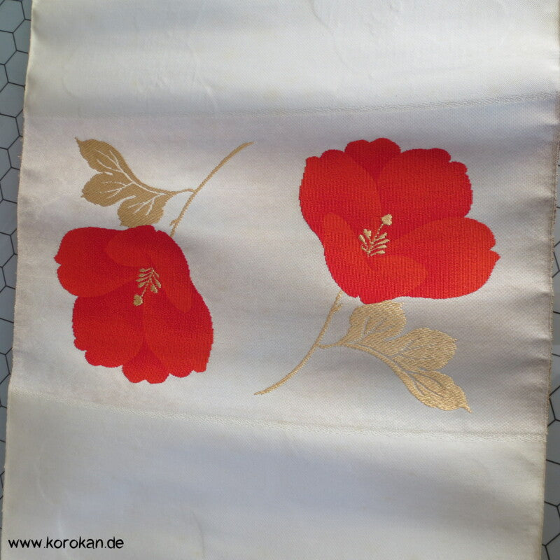 Mohnblüte Nagoya Obi Nishijin Seiden Brokat