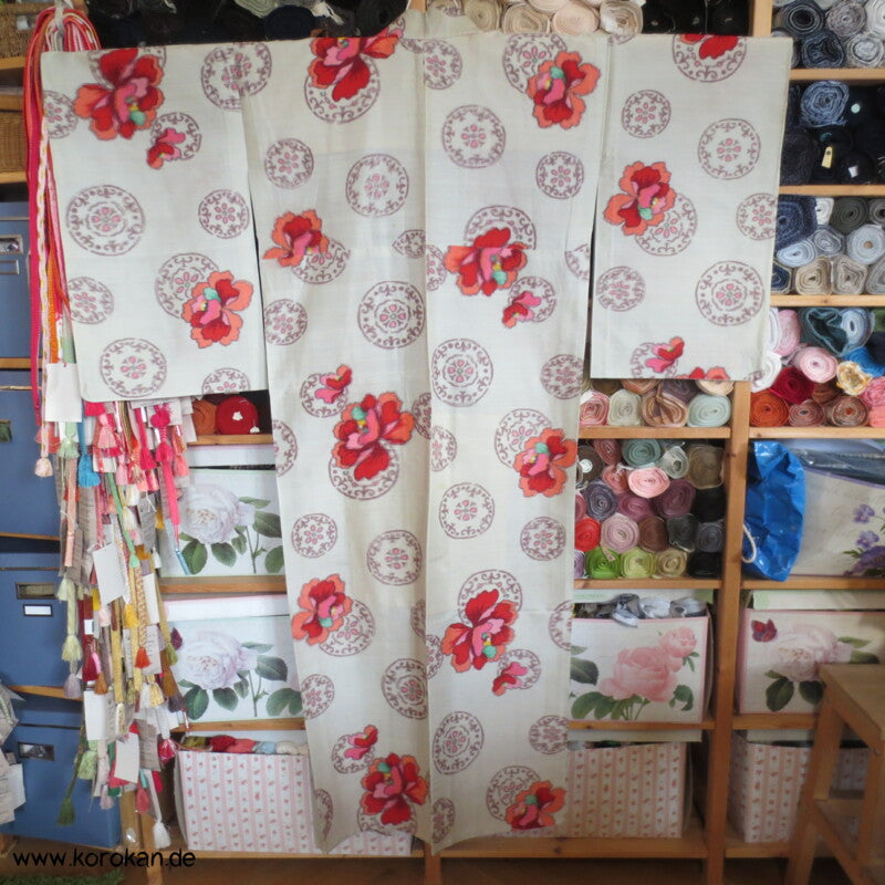 Kreise und Päonien Hitoe Meisen Seiden Komon Kimono