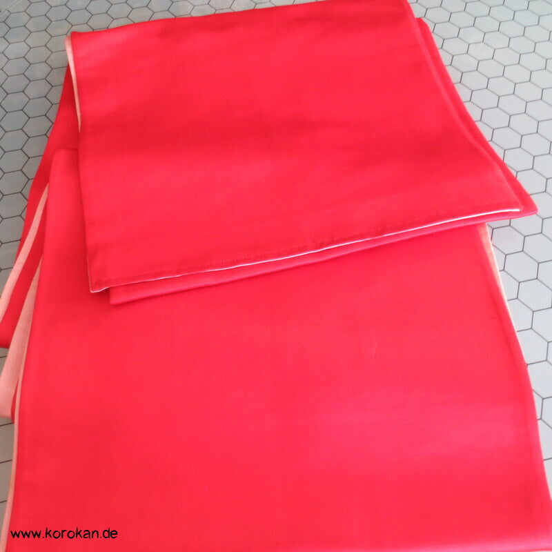 einfacher rot rosa Seidensatin Kimono Obi - Maru Breite