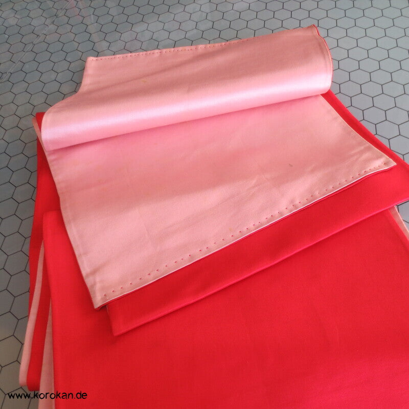 einfacher rot rosa Seidensatin Kimono Obi - Maru Breite