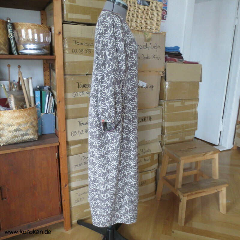 Japan Kimono Seiden Upcycling Reformkleid, Physalis Zweige, Gr. L, Unikat