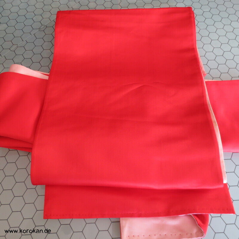 einfacher rot rosa Seidensatin Kimono Obi - Maru Breite