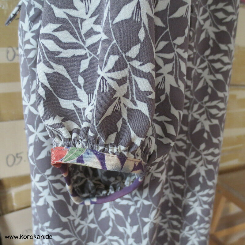 Japan Kimono Seiden Upcycling Reformkleid, Physalis Zweige, Gr. L, Unikat