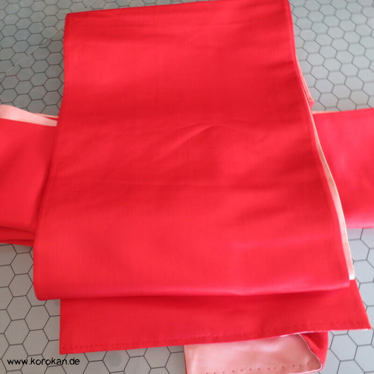 einfacher rot rosa Seidensatin Kimono Obi - Maru Breite