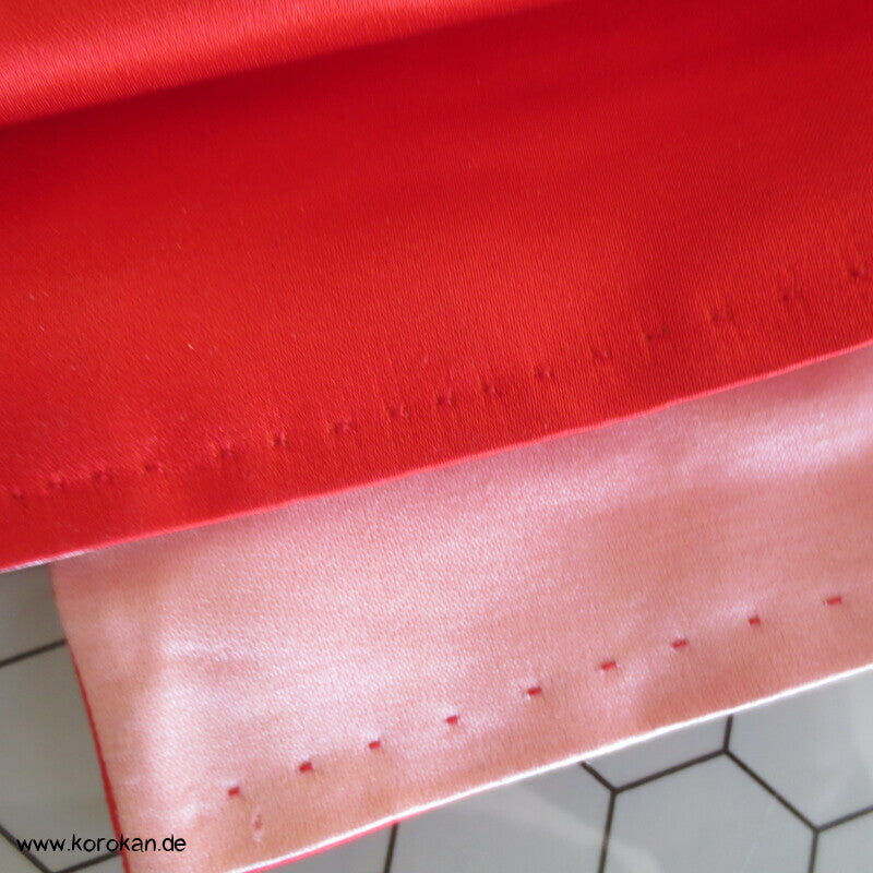 einfacher rot rosa Seidensatin Kimono Obi - Maru Breite