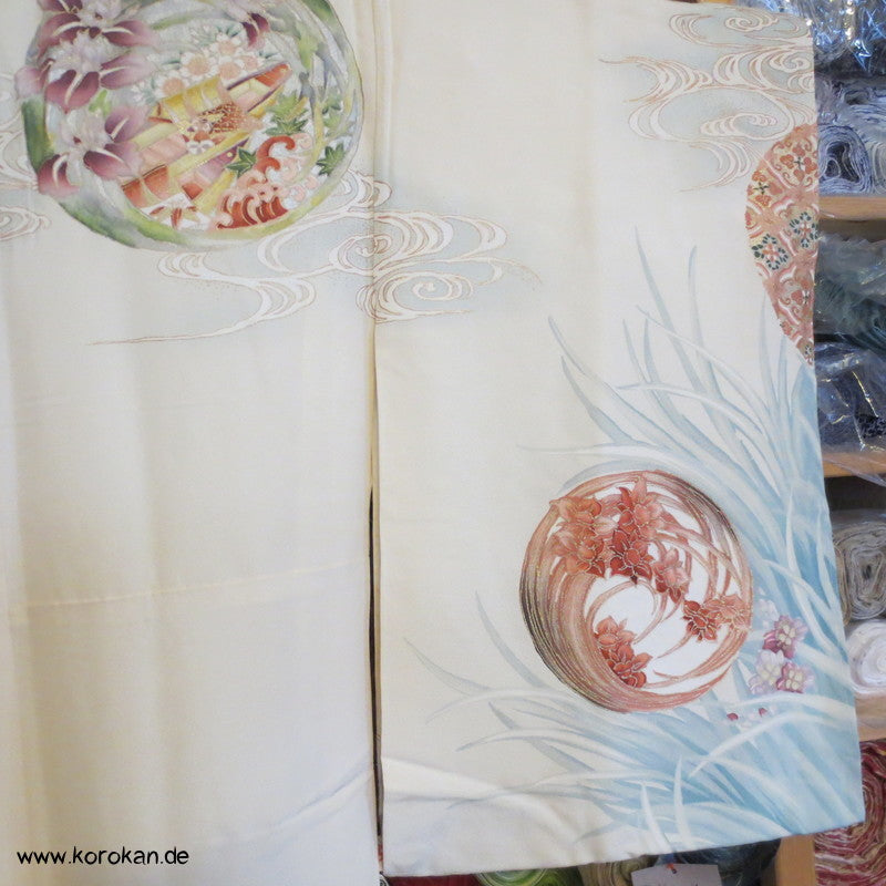 Iris, Golddruck Rondellen Homongi Seiden Kimono