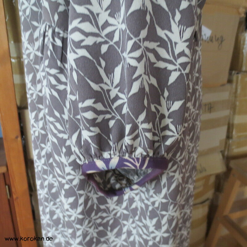 Japan Kimono Seiden Upcycling Reformkleid, Physalis Zweige, Gr. L, Unikat