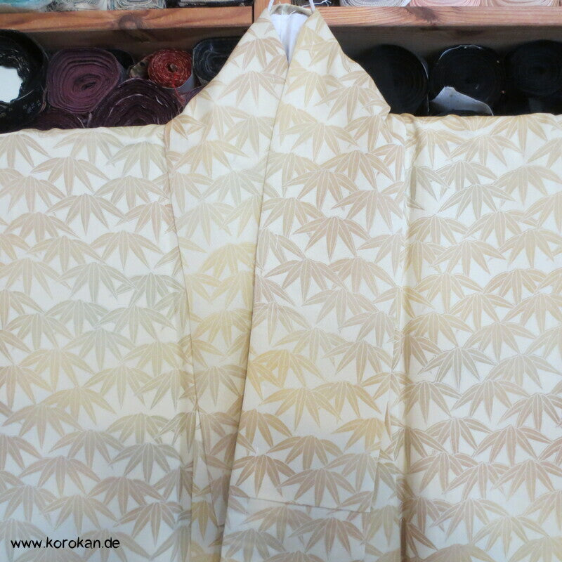 Bambusblätter Farbverlauf Tsukesage Seidencrepe Kimono