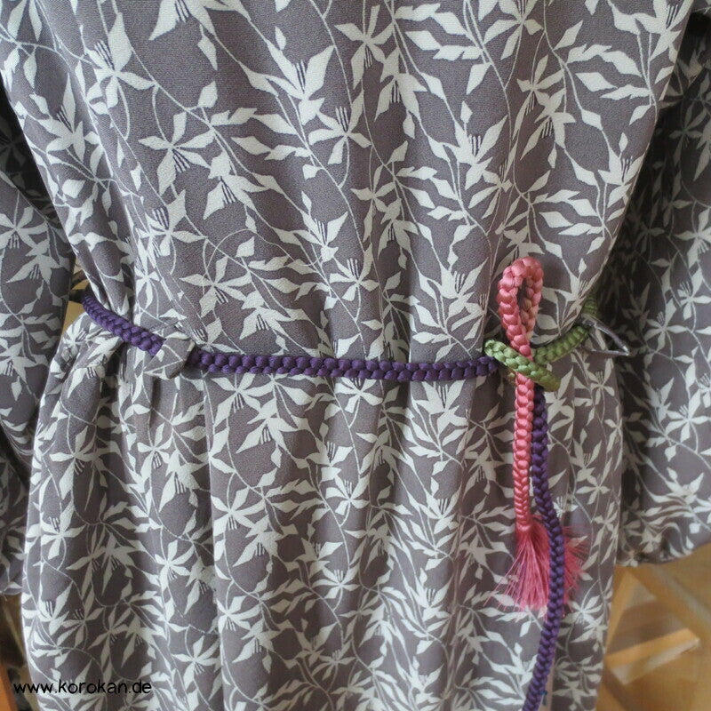 Japan Kimono Seiden Upcycling Reformkleid, Physalis Zweige, Gr. L, Unikat
