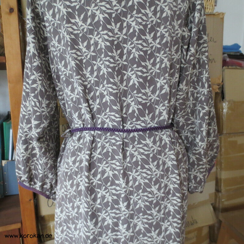 Japan Kimono Seiden Upcycling Reformkleid, Physalis Zweige, Gr. L, Unikat