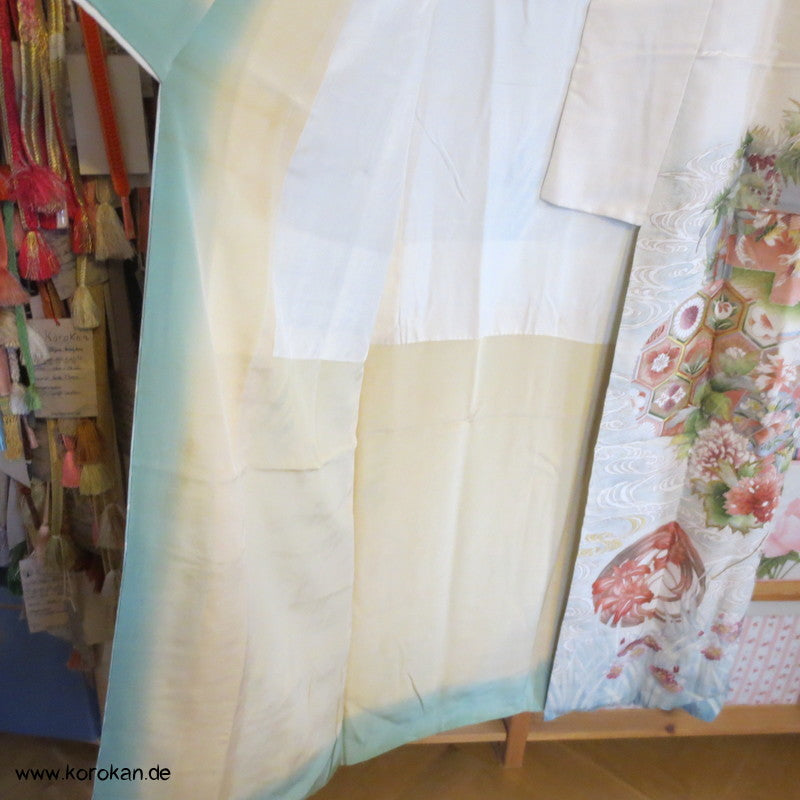 Iris, Golddruck Rondellen Homongi Seiden Kimono