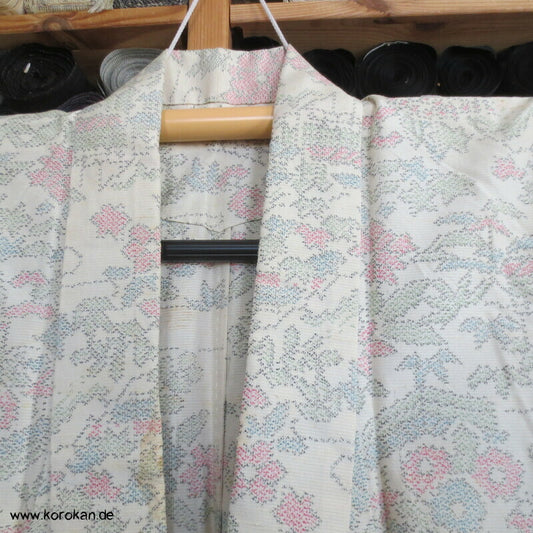 heller Blumen Kasuri Tsumugi Hitoe Kimono