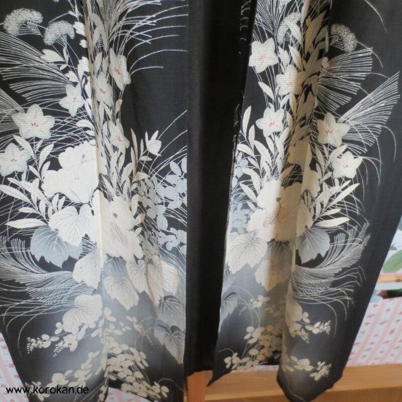 Ballonblumen antiker Tomesode Kimono aus Rho Seide