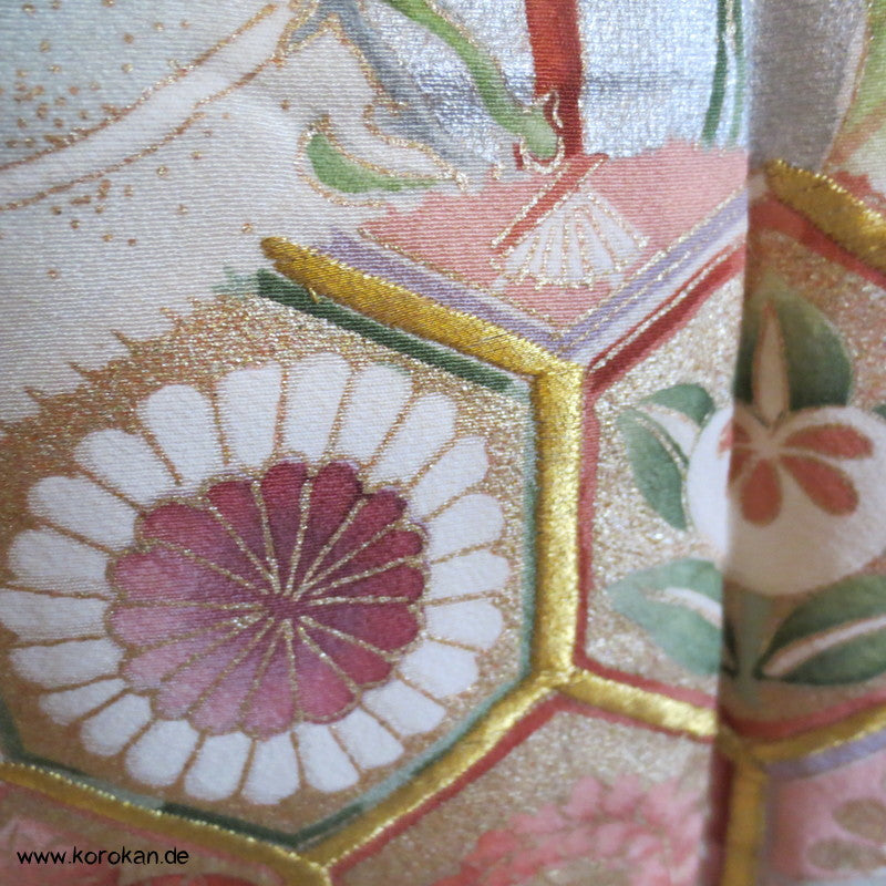 Iris, Golddruck Rondellen Homongi Seiden Kimono