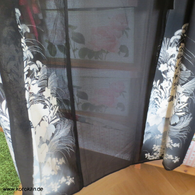 Ballonblumen antiker Tomesode Kimono aus Rho Seide