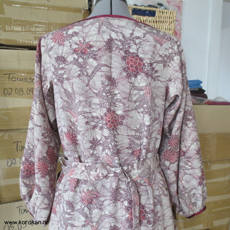 Japan Kimono Seiden Upcycling Reformkleid, Okinawa Batikmuster, Gr. L, Unikat