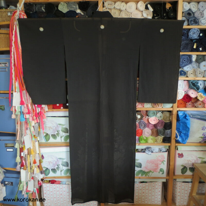 Ballonblumen antiker Tomesode Kimono aus Rho Seide