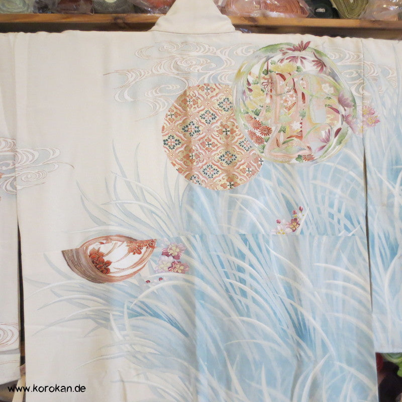 Iris, Golddruck Rondellen Homongi Seiden Kimono