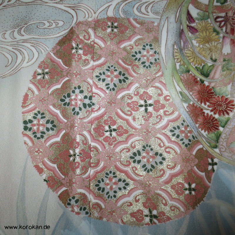Iris, Golddruck Rondellen Homongi Seiden Kimono