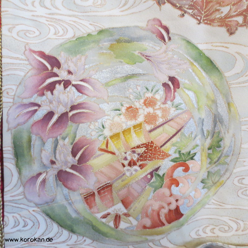 Iris, Golddruck Rondellen Homongi Seiden Kimono