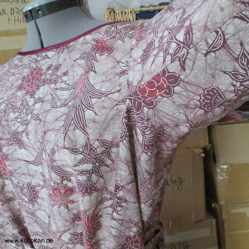 Japan Kimono Seiden Upcycling Reformkleid, Okinawa Batikmuster, Gr. L, Unikat
