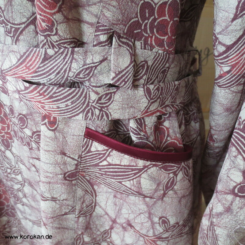 Japan Kimono Seiden Upcycling Reformkleid, Okinawa Batikmuster, Gr. L, Unikat