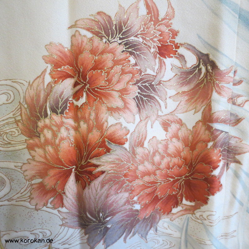 Iris, Golddruck Rondellen Homongi Seiden Kimono