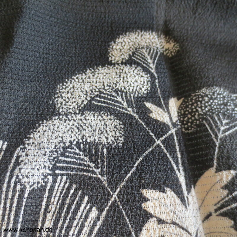 Ballonblumen antiker Tomesode Kimono aus Rho Seide