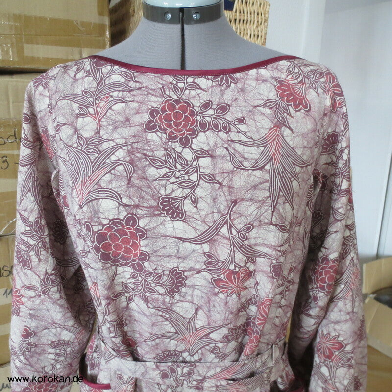 Japan Kimono Seiden Upcycling Reformkleid, Okinawa Batikmuster, Gr. L, Unikat