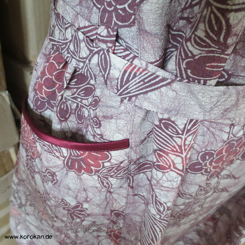 Japan Kimono Seiden Upcycling Reformkleid, Okinawa Batikmuster, Gr. L, Unikat