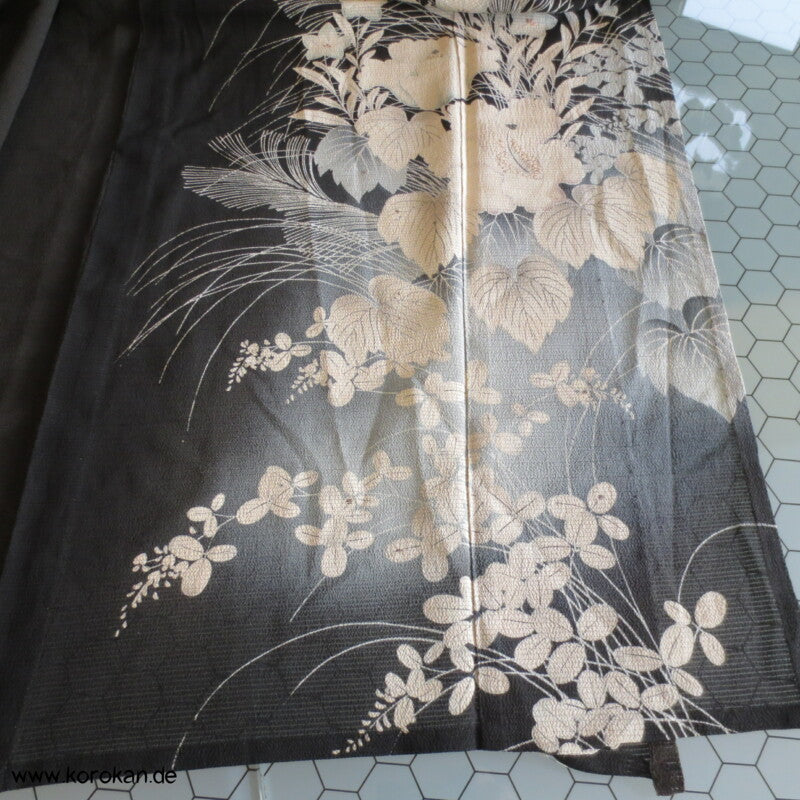 Ballonblumen antiker Tomesode Kimono aus Rho Seide