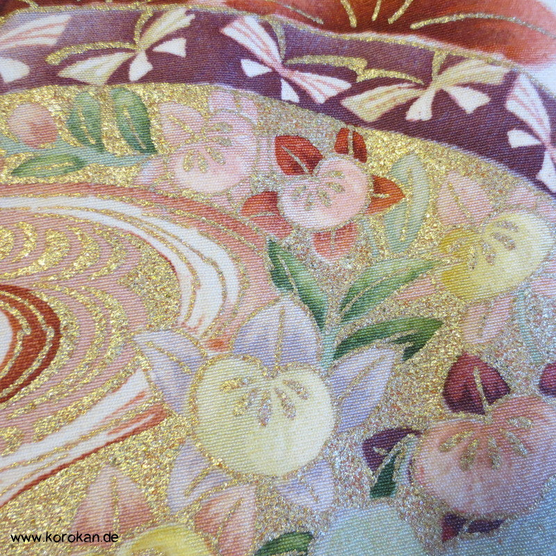 Iris, Golddruck Rondellen Homongi Seiden Kimono