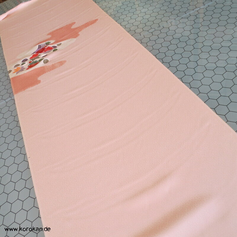 Mandarinenten Rinzu Damast Seide Tanmono für Homongi Kimono