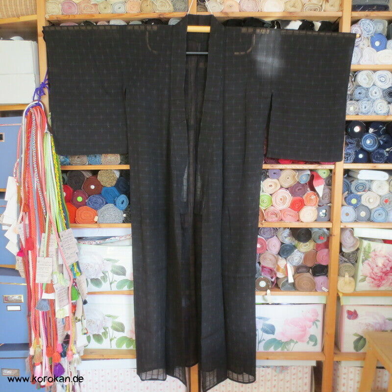 zart karierter Seiden Crepe Chiffon Hitoe Kimono