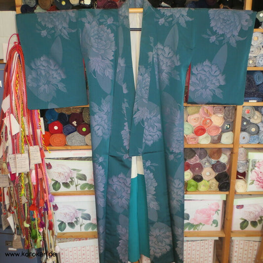 flieder Päonien auf türkis Komon Jacquard Kimono