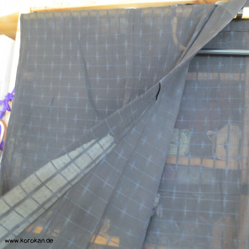 zart karierter Seiden Crepe Chiffon Hitoe Kimono