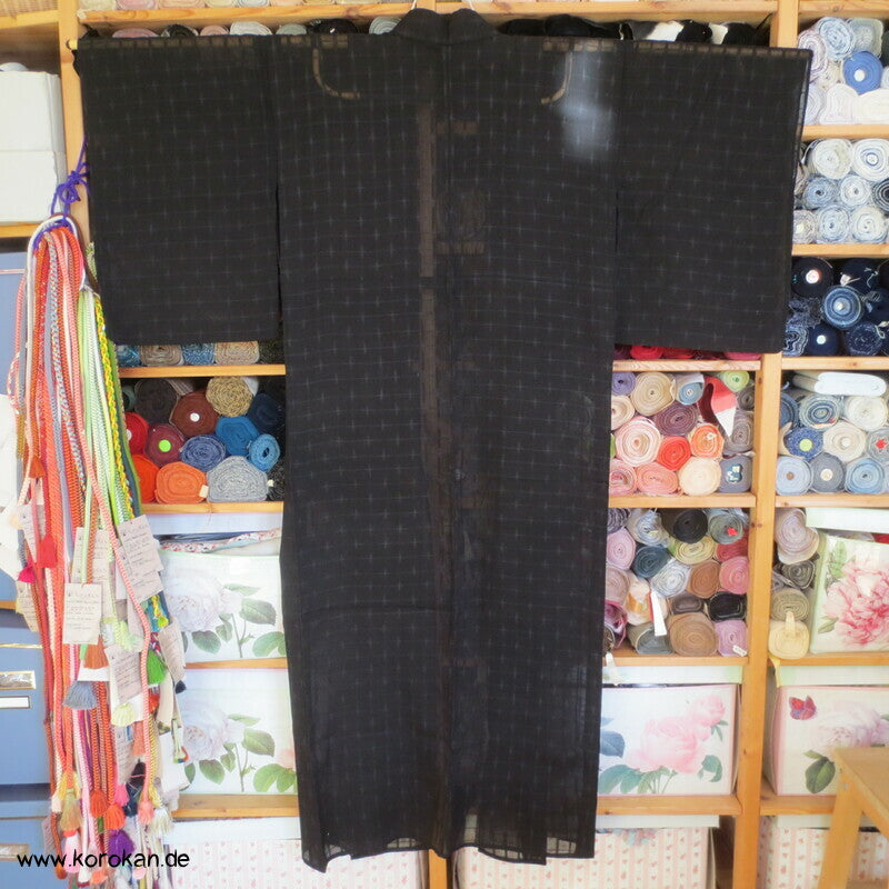 zart karierter Seiden Crepe Chiffon Hitoe Kimono