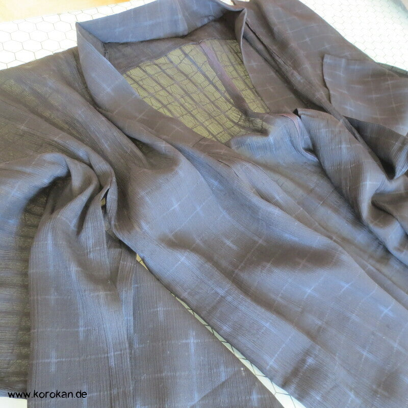 zart karierter Seiden Crepe Chiffon Hitoe Kimono