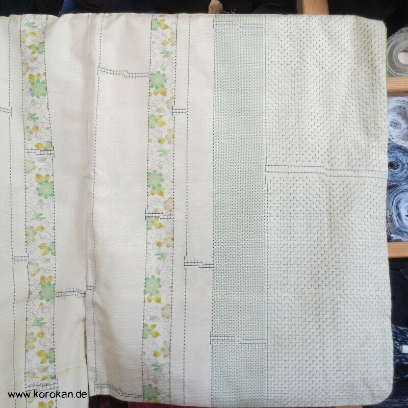 Bambus Kasuri und Druck Tsumugi Kimono