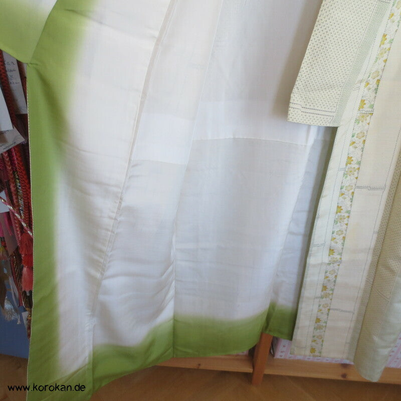 Bambus Kasuri und Druck Tsumugi Kimono