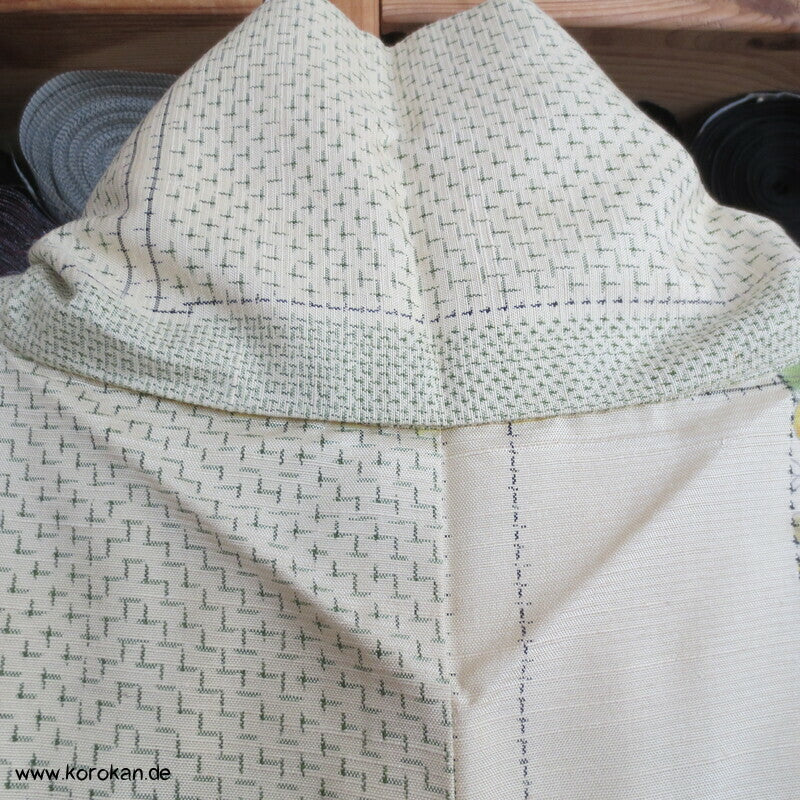 Bambus Kasuri und Druck Tsumugi Kimono