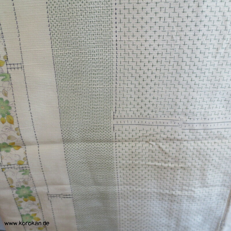 Bambus Kasuri und Druck Tsumugi Kimono